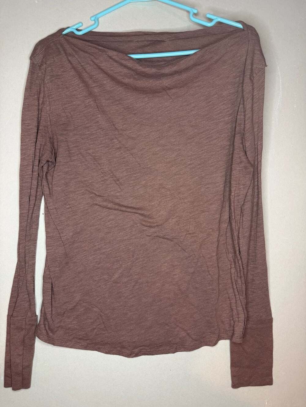 We The Free Long Sleeve Top Size Medium Brown Slouchy Cowl Neck
